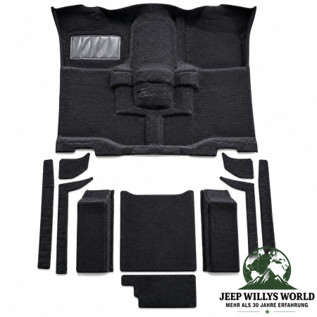 Auto Custom Carpets Teppich Premium Komplett Set Cutpile Orginal Style Schwarz Jeep Wrangler YJ (1987-1995)