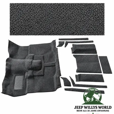Auto Custom Carpets Teppich Premium Komplett Set Cutpile Orginal Style Schwarz Jeep CJ7 (1976-1986)
