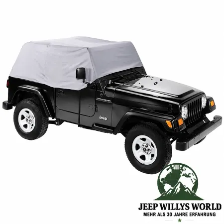Pavement Ends Trail Cab Car Canopy Cover Rain, UV-Rays, Sun, Dust Protection Soft Top Grey Vinyl Pavement Ends Bestop Jeep Wrangler TJ (1996-2006)
