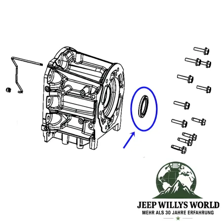 Crown Simmerring Ausgang Automatikgetriebe zum Verteilergetriebe. Jeep Wrangler, Cherokee, Grand Cherokee (87-11)