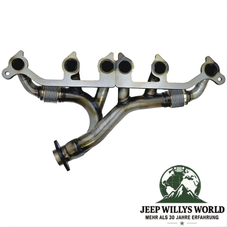 Abgaskrümmer für 4,0L Motor. Jeep Cherokee XJ / Wrangler YJ / TJ / Grand Cherokee ZJ / ZG (1991-1999), Motorseitig abgebildet.