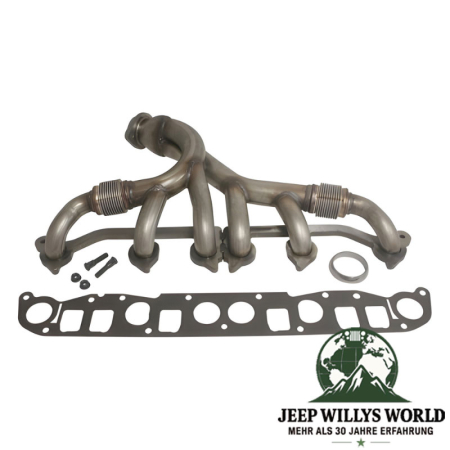 Abgaskrümmer und Dichtungen inkl. Flammring für 4,0L Motor. Jeep Cherokee XJ / Wrangler YJ / TJ / Grand Cherokee ZJ / ZG (1991-1999).