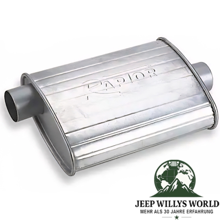 Sport Endschalldämpfer mit 2,5" für 2,5L, 4,2L und 5,0L Motor (4, 6 & 8 Zylinder). Jeep CJ5 / CJ7 / CJ8 / Wrangler YJ (1976-1995).
