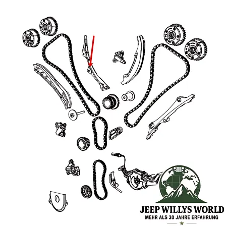 Crown Secondary Camshaft Timing Chain Guide right Jeep Wrangler JK JL, Gladiator JT, Cherokee KL / Grand Cherokee WK2 WL 3.0L + 3.2L + 3.6L (11-26)