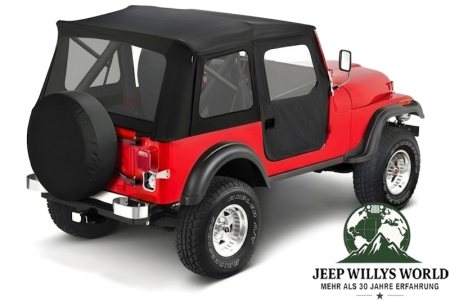 Supertop Verdeck inkl. teilbare Türen Black Denim Jeep CJ7 Wrangler YJ (80-95), montiert.