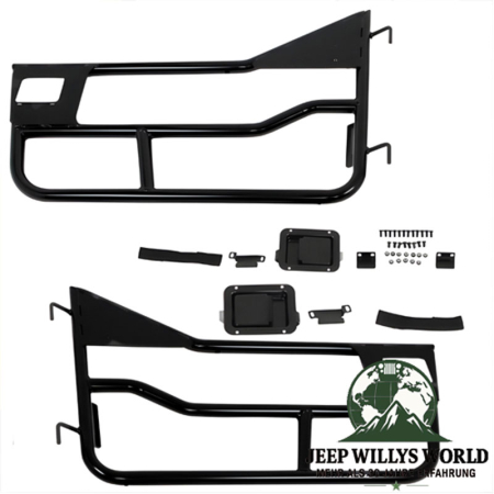 Element Doors Halbtüren HighRock 4x4 Seidenmatt Schwarz Bestop, pulverbeschichtet Jeep CJ7 (76-80). Nahansicht.