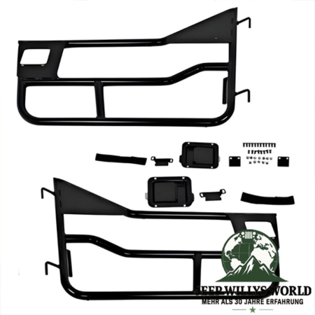 Element Doors HighRock 4x4 Matt Black Bestop powder coated Jeep CJ7 (76-80). mounted with matching Bikini Top..