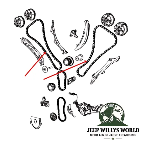 Crown Secondary Camshaft Timing Chain Jeep Wrangler JK, Cherokee KL, Grand Cherokee WK2 3.0L + 3.2L + 3.6L (11-22)