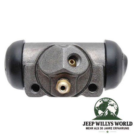 Wheel cylinder for rear left 10" and 11" Brake Drums Jeep CJ YJ XJ ZJ 76-95, top side view with thread, connection and bore visable.
