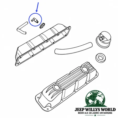 Standard Kurbelgehäuse Entlüftung PCV Ventil am Ventildeckel Jeep Grand Cherokee 5,2L + 5,9L (93-98)