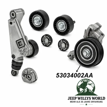 Gates Idler Pulley with Serpentine Belt Jeep Wrangler JK, JL  3.0L + 3.6L + 3.8L (07-24)