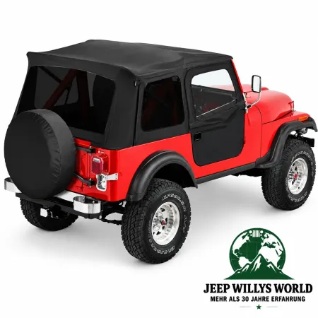 Bestop Supertop Softtop with tinted windows incl. 2-Piece Upper and Lower Half Soft Doors Black Denim Jeep CJ7 + Wrangler YJ (1980-1995)