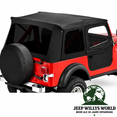 Bestop Supertop Softtop with tinted windows incl. 2-Piece Upper and Lower Half Soft Doors Black Denim Jeep CJ7 + Wrangler YJ (1980-1995)