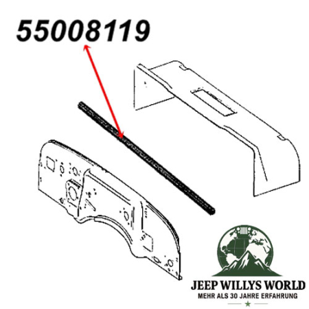 Dichtung Motorhaube zur Karosserie Jeep Wrangler YJ 87-95