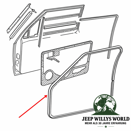 Door Seal Front / Rear 4-Doors Jeep Cherokee 84-96