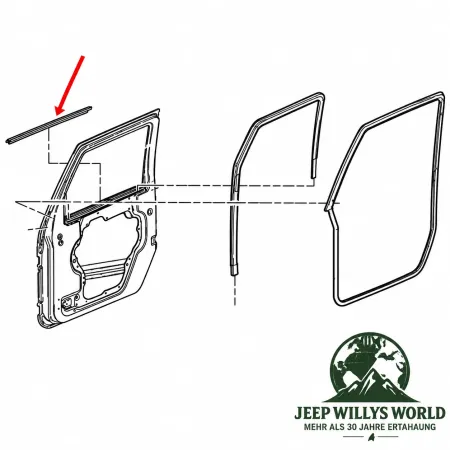 Fairchild Door Seal Pair Outer Front Left + Right. Jeep Wrangler JK (07-18)