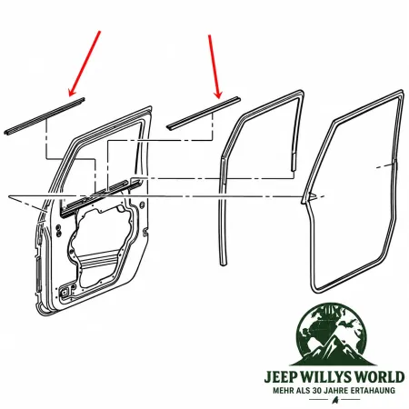 Fairchild Door Seal Kit Front Left + Right. Jeep Wrangler JK (07-18)