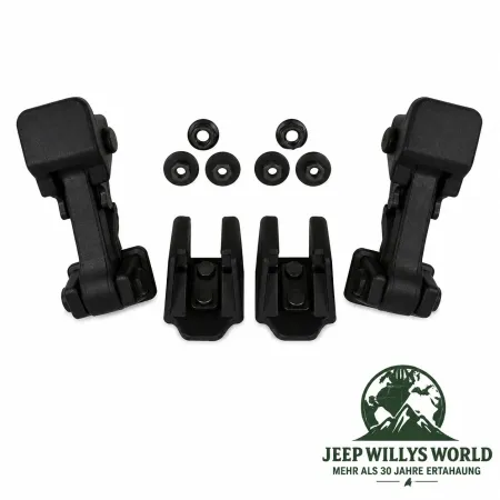 Crown Motorhaubenverschluss Haken Set Kunststoff Schwarz Jeep Wrangler JK (07-18)