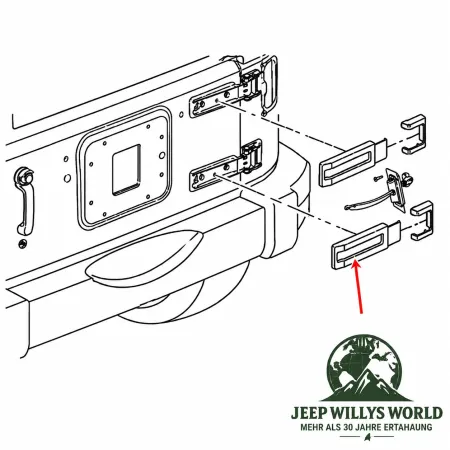 Crown Hecktür Scharnier Blenden Set 4-teilig Jeep Wrangler JK (07-18)