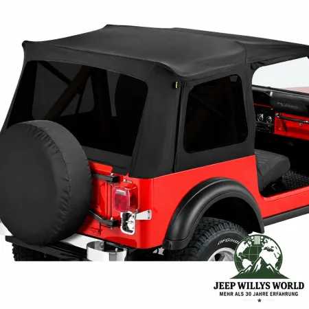 Bestop Replacement Top Cover with tinted windows Black Denim without rods Jeep CJ7 + Wrangler YJ (1976-1995)
