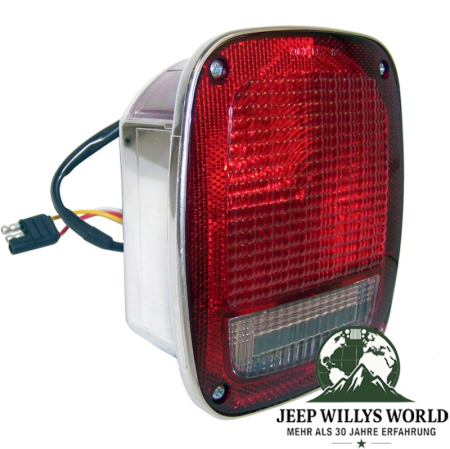 Tail light US left chrome with Side marker Jeep CJ 81-86