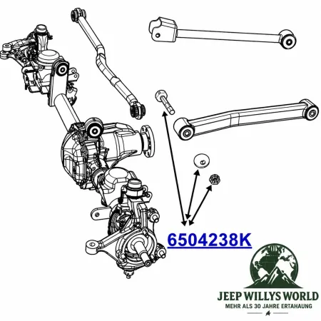 Crown Längslenker Exzenterschrauben Set. Jeep Wrangler TJ, JK / Grand Cherokee ZJ, ZG (93-18)
