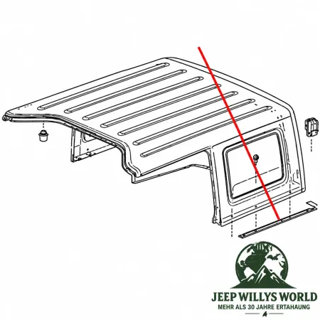 Fairchild Hardtop lower seal side bottom left to body. Jeep Wrangler JK 4-doors (07-18)