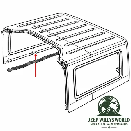 Fairchild Hardtop lower seal side bottom right to body. Jeep Wrangler JK 2-doors (07-18)