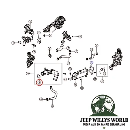 Mopar Water Distribution Pipe O-Ring engine block Jeep Wrangler JK , Cherokee KK 2.8L CRD Diesel (07-18)