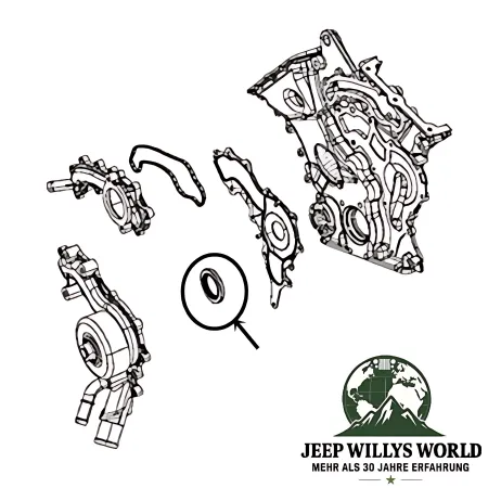 Crown Crankshaft Oil Seal Front Jeep Wrangler, Gladiator, Cherokee, Grand Cherokee 3.0L 3.2L 3.6L Engine (12-26)