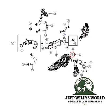 Mopar Ansaugkrümmer O-Ring am AGR Bypass Jeep Wrangler JK 2,8L CRD Diesel (07-18)