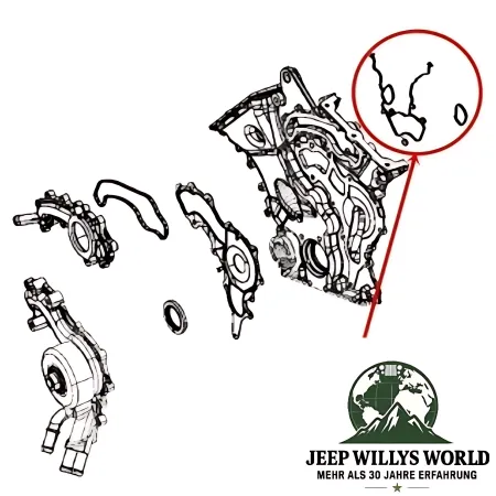 Crown Timing Cover Gasket Set 3-piece  Jeep Wrangler JKJ 3.0L + 3.6L (12-18)