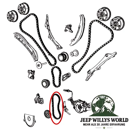 Crown Oil Pump Drive Chain Jeep Wrangler JK, Cherokee KL, Grand Cherokee WK2 3.0L + 3.2L + 3.6L (11-22)