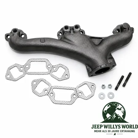 OMIX-Ada Exhaust Manifold Left with Gaskets 5.0L + 5.9L Jeep CJ5 CJ6 CJ7 CJ8 / Wagoneer SJ & J-Serie (74-91)