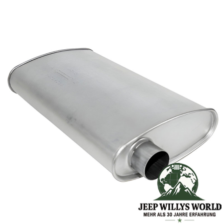 Endschalldämpfer 2,25" (57,15 mm) für 2,5L 4 Zylinder oder 4,0L 6 Zylinder Motor. Jeep Cherokee XJ (1986-2000), Ausgang abgebildet.