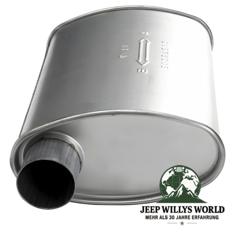 Endtopf Endschalldämpfer 4,2L 2" Jeep Wrangler YJ (1987-1990), Ausgang abgebildet.