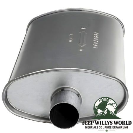 Endtopf Endschalldämpfer 4,2L 2" Jeep Wrangler YJ (1987-1990), Eingang abgebildet.
