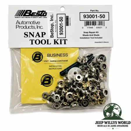 Bestop Snap Repair Kit for Softtop Jeep CJ5 CJ6 CJ7 CJ8 / Suzuki SJ410 SJ413 + Samurai (1976-2004)