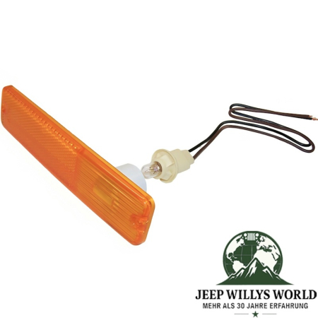 Blinkleuchte Seitlich gelb + Fassung mit Kabel + Birne Jeep CJ 72-86