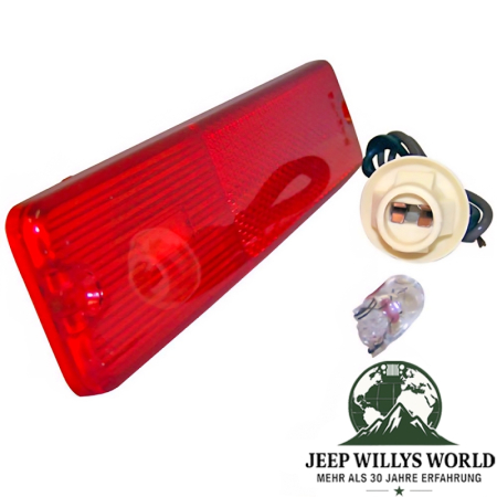 Side Marker Light Lens Kit Red + Socket with cable + bulb Jeep CJ 72–86