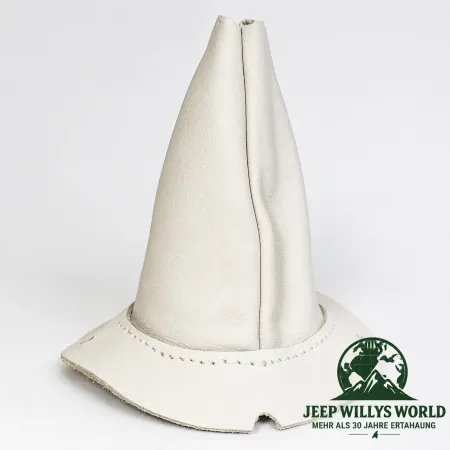 Schaltmanschette in Leder weiss für T84 3-Gang Schaltgetriebe. Jeep Willys MB / Ford GPW (1941-1945)