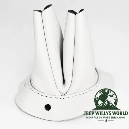 MD Juan Shifter Boot in white Leather for Dana 18 Transfer Case. Jeep Willys MB / Ford GPW (1941-1945)
