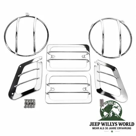 Rugged Ridge Lampenschutzgitter Edelstahl Set 6-teilig Edelstahl US-Modell Jeep Wrangler TJ (1996-2006)