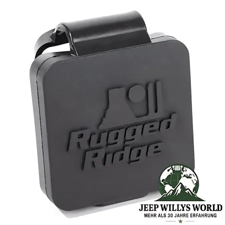 Rugged Ridge US Anhängerzugvorrichtung Abdeckung für 2" Receiver RR Logo. Jeep CJ, Wrangler YJ TJ JK JL, Gladiator JT (72- ).