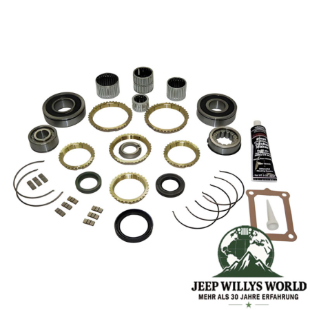 Master Reparatur Kit für AX15 Schaltgetriebe inkl. Lager, Dichtungen, Simmerringe, Synchronringe, RTV Dichtmasse und Kleinteile Set. Jeep Cherokee XJ / Wrangler YJ / TJ / Grand Cherokee ZJ (1988-1999).
