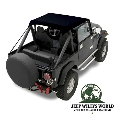 Bestop Traditional Style Bikini Top Black Crush, schwarzes Kunstleder (strukturiert). Jeep CJ7 CJ8, Wrangler YJ (1976-1991).