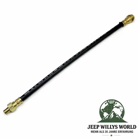 Bremsschlauch hinten vom Rahmen zum T-Stück für 9" oder 10" Trommelbremsen. Ford GPW, Jeep CJ2A CJ3A CJ5 CJ6, Willys MB, M38 M38A1 (1941-1971)