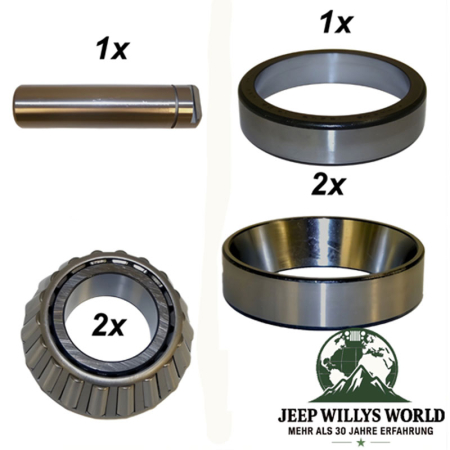 Lagersatz Dana 300 Verteilergetriebe Jeep CJ 80-86, Zwischenwelle, Lagerschalen und Lager abebildet.