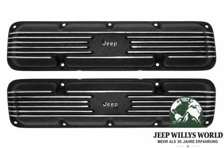 Ventildeckel Paar Aluminium mit Jeep Logo Jeep CJ 5,0 + 5,9 L 8 Zyl. 76-86
