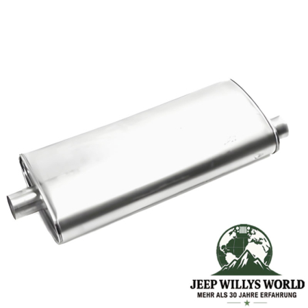 Exhaust Muffler (aluminized) with 2,25" (57,15 mm) for 4.0L, 5.2L and 5.9L gasoline engine. Jeep Grand Cherokee ZJ / ZG (1996-1998).